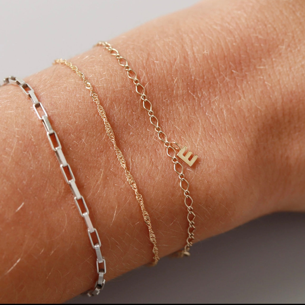 14k Solid Gold initial charm, Dainty initial letter charms
