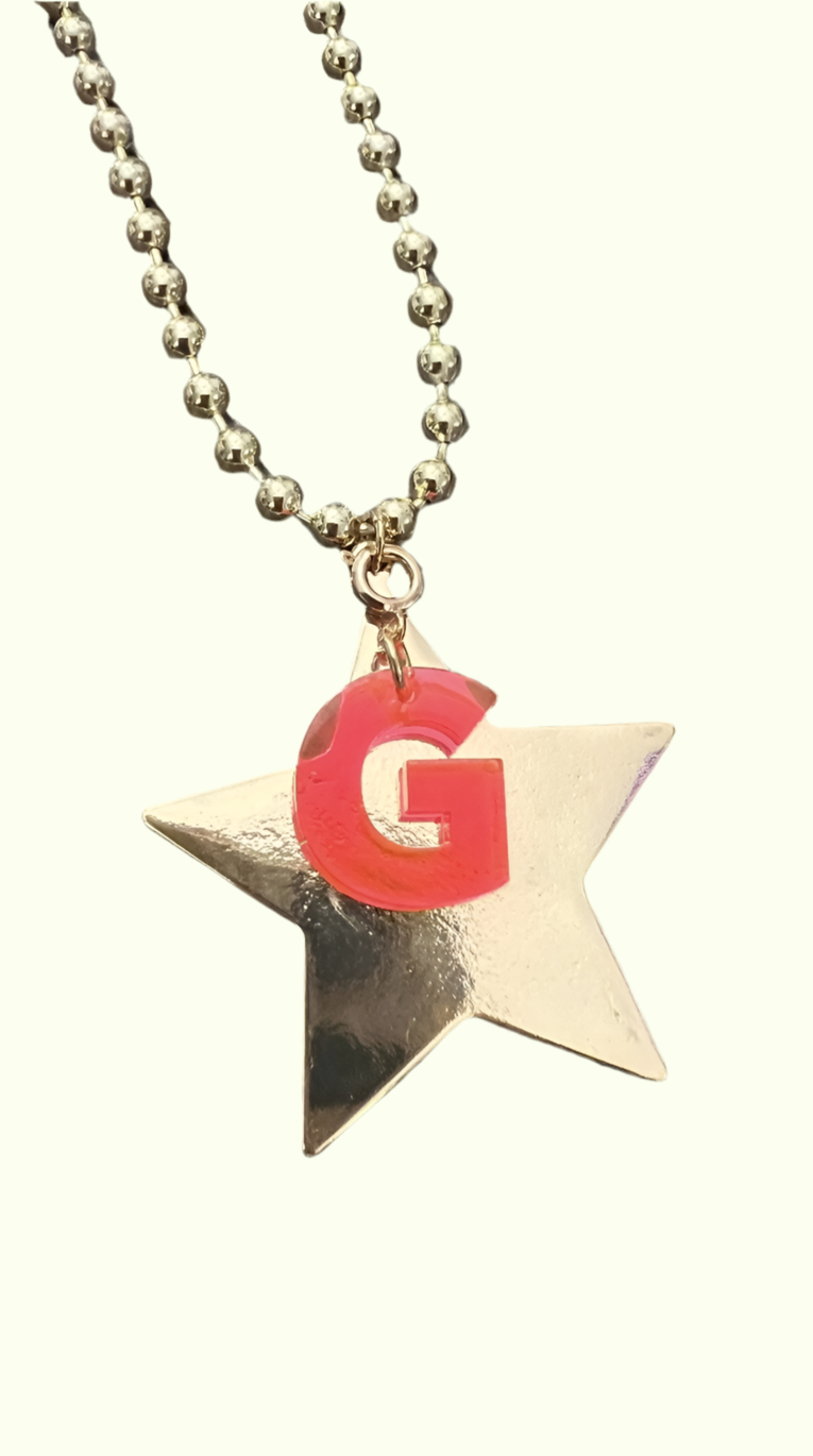 Necklace long Star initials