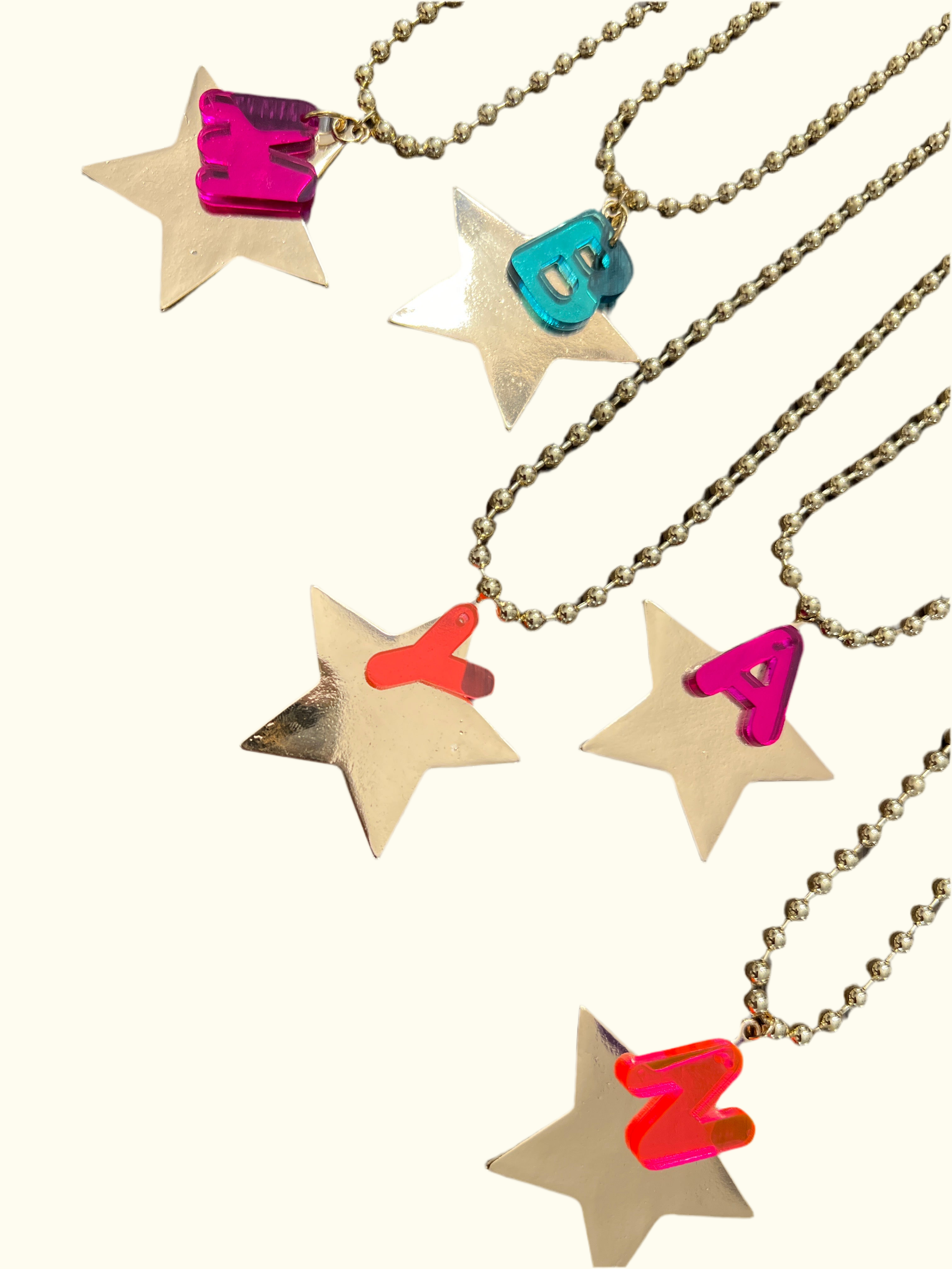 Necklace long Star initials