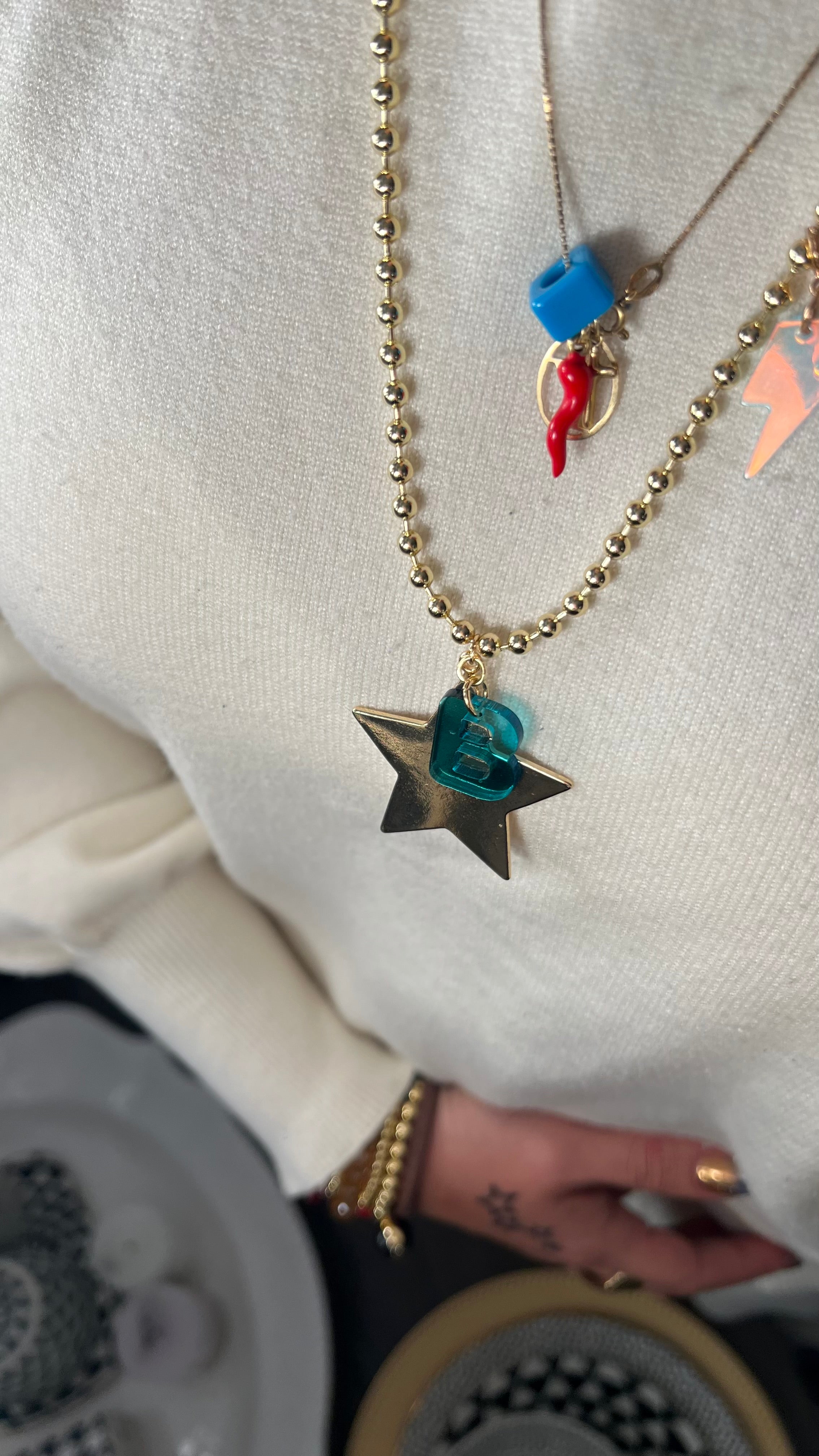 Necklace long Star initials