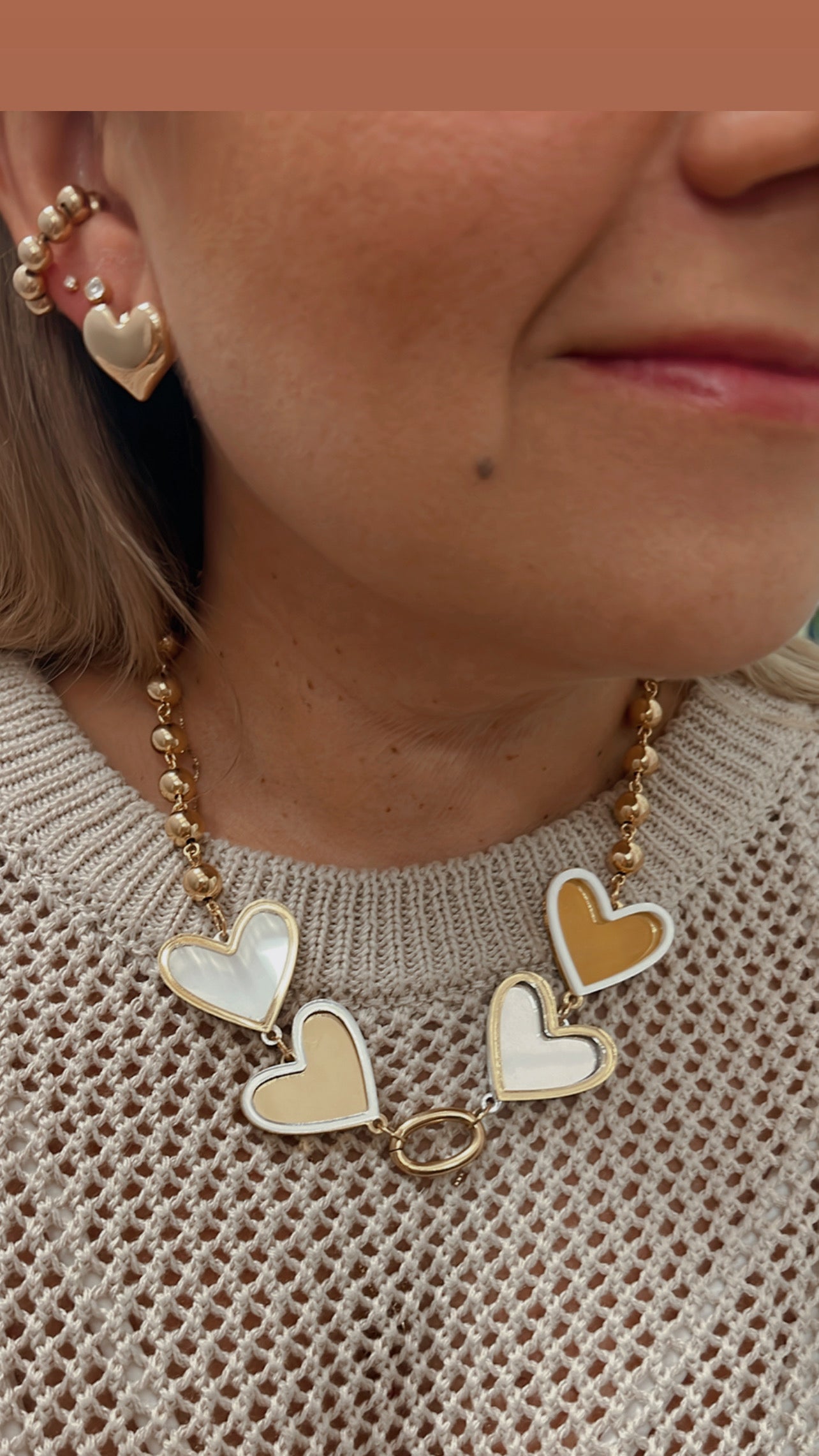 Necklace Heart Mirrow w&b