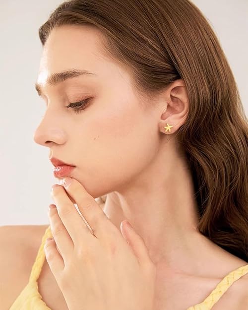 Small Starfish Stud Earrings for Women Minimalist
