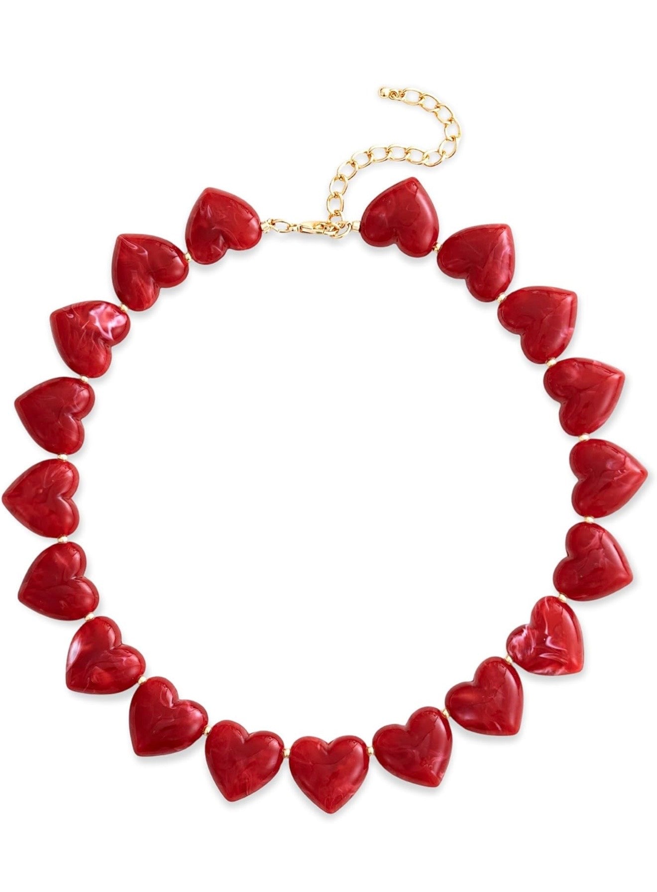 Red marble necklace heart