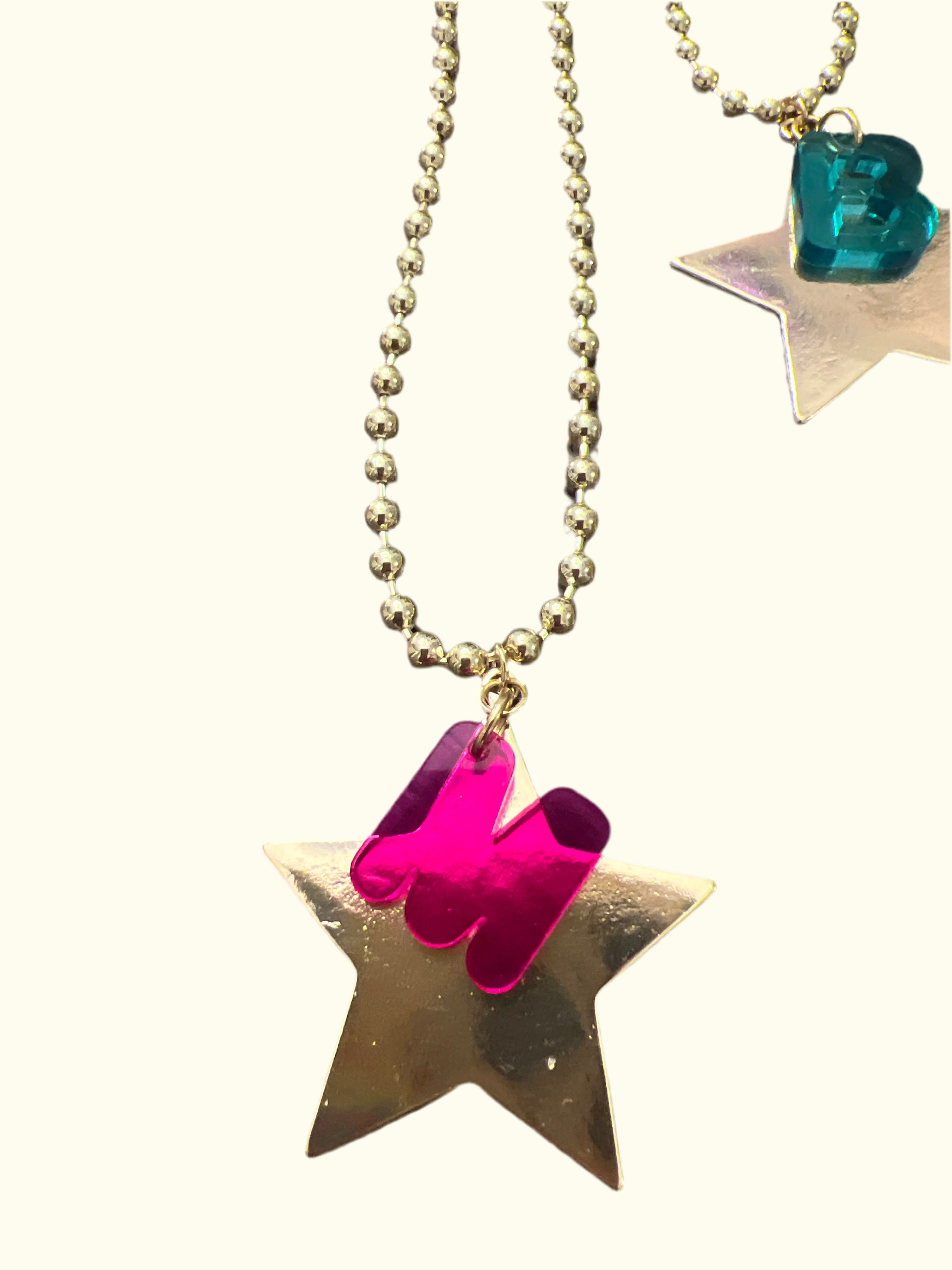 Necklace long Star initials