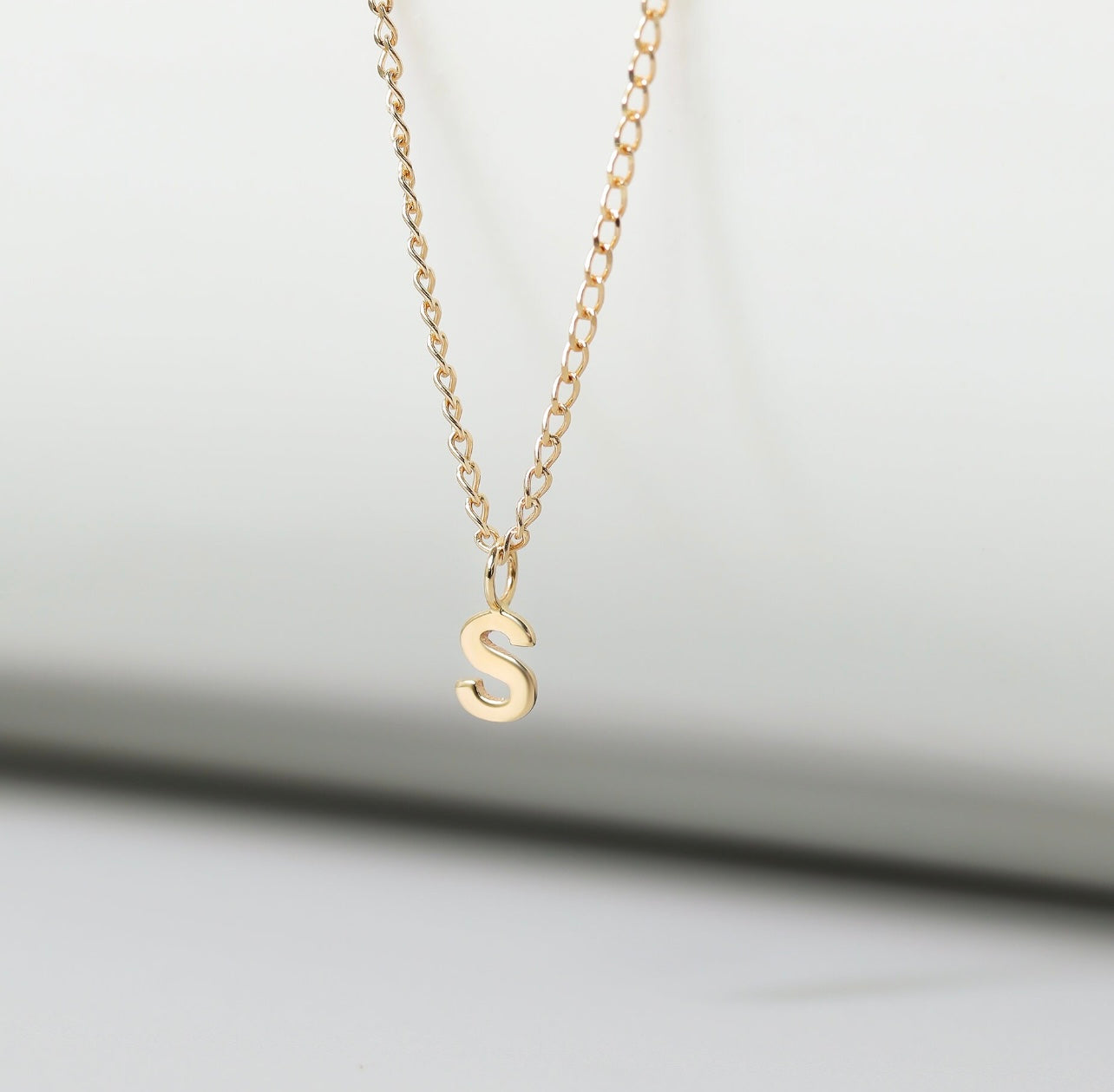 14k Solid Gold initial charm, Dainty initial letter charms
