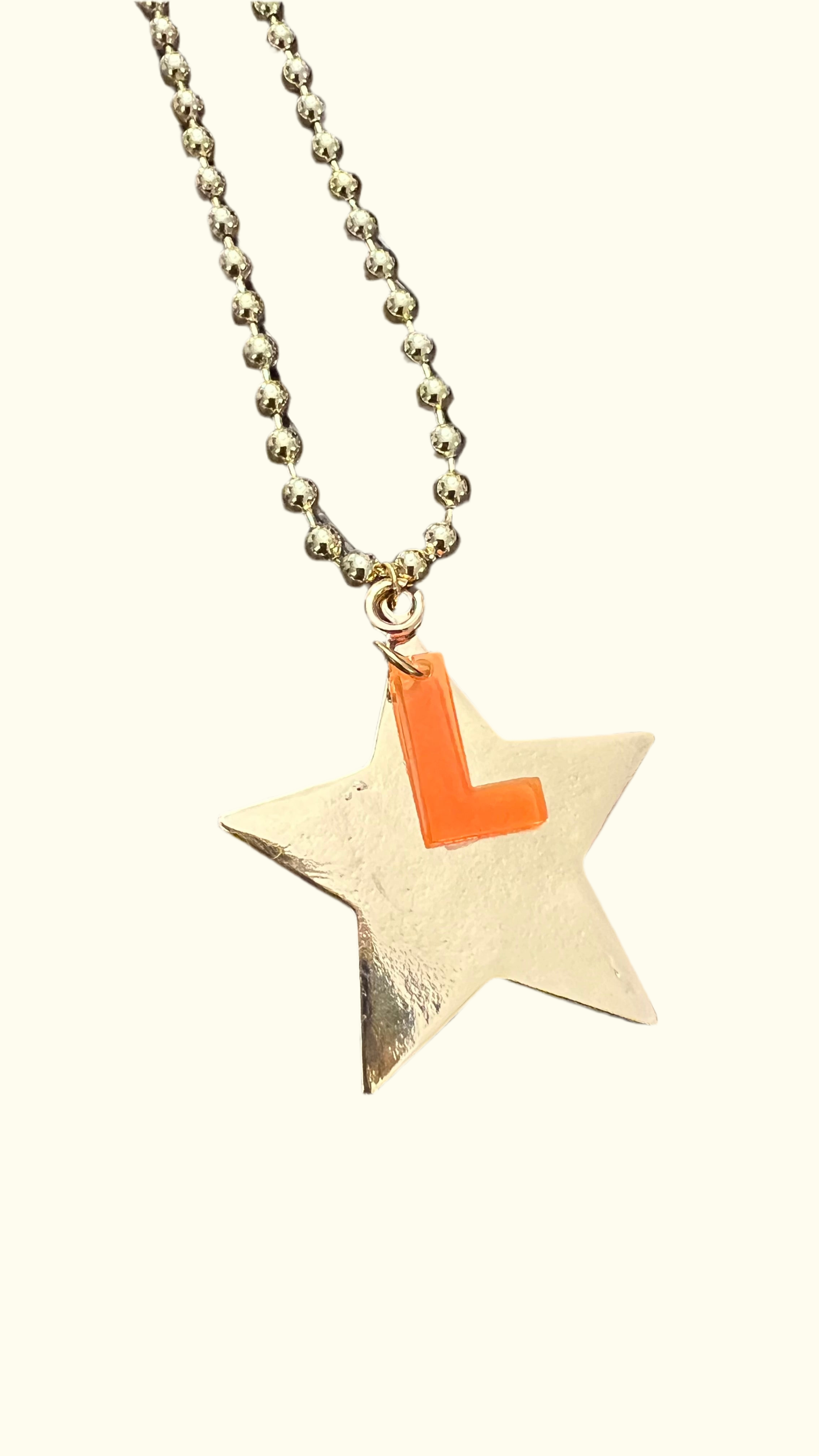 Necklace long Star initials