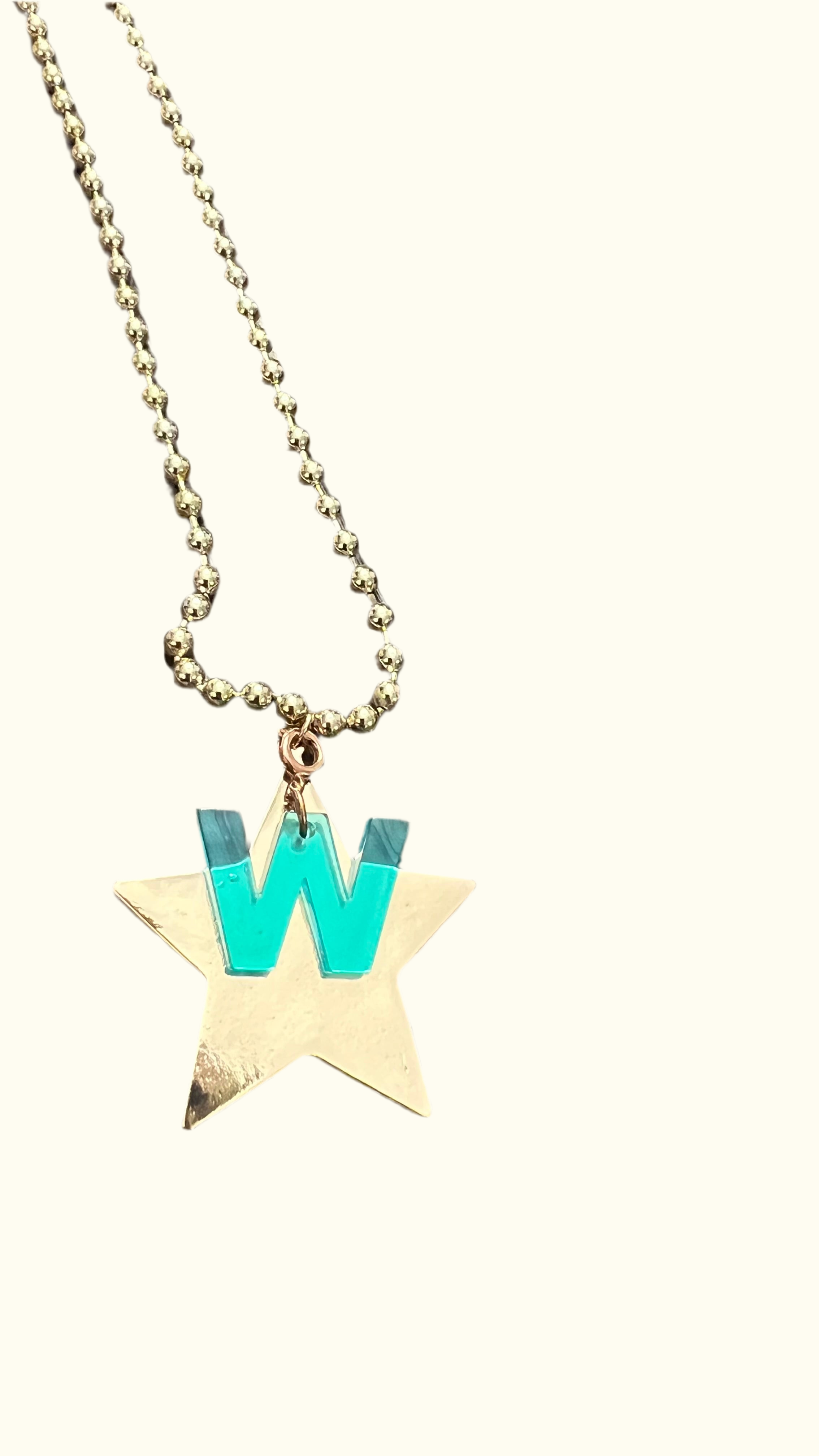 Necklace long Star initials
