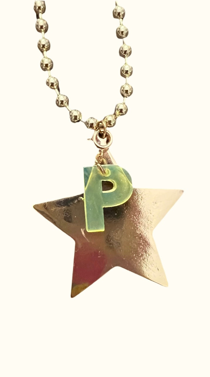 Necklace long Star initials