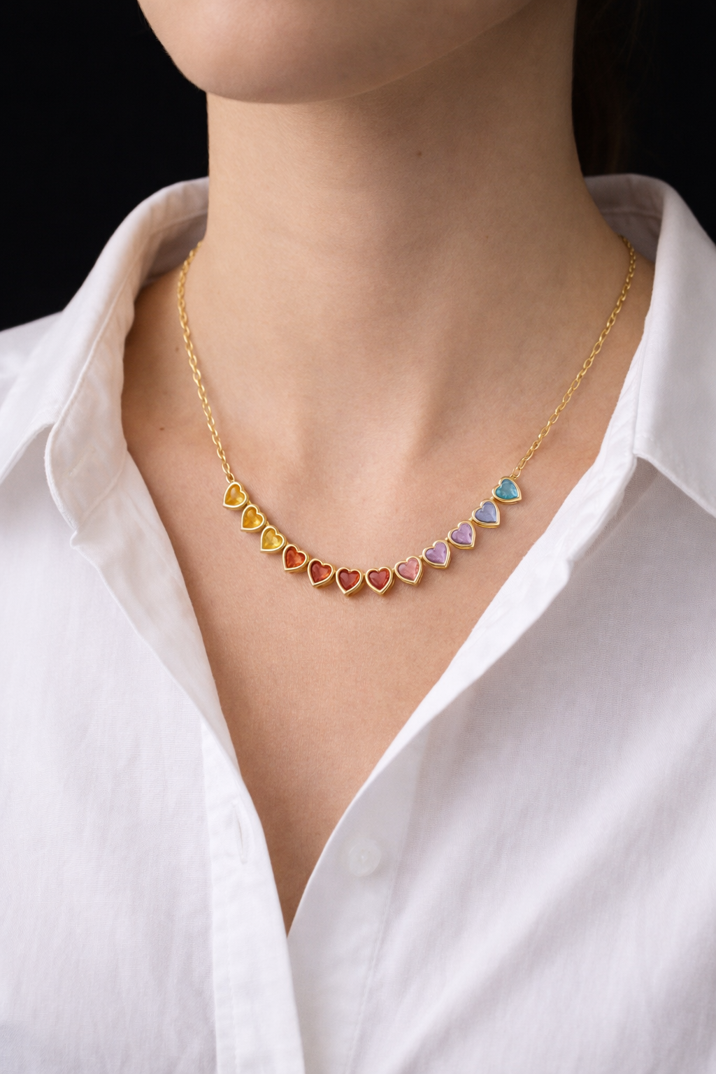 Necklace LOVE-HEART rainbow