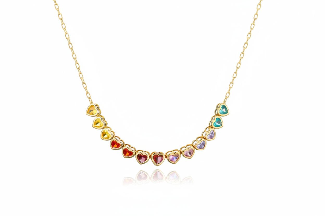Necklace LOVE-HEART rainbow
