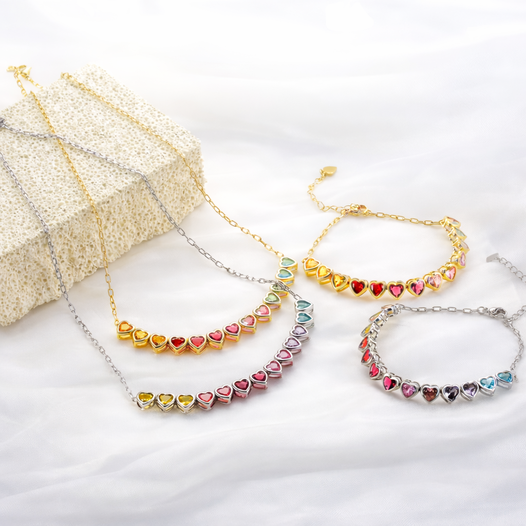 Necklace LOVE-HEART rainbow