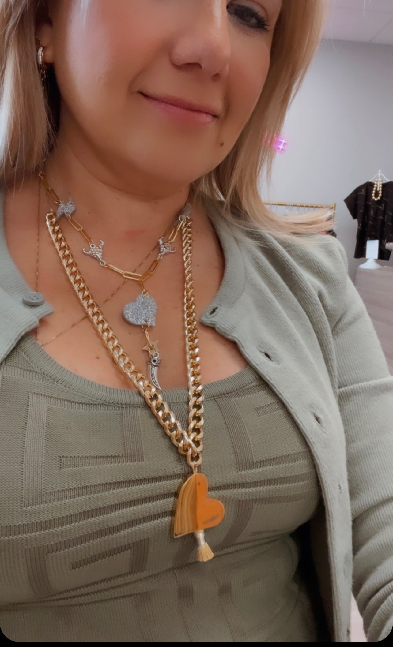 Necklace long ajustable heart