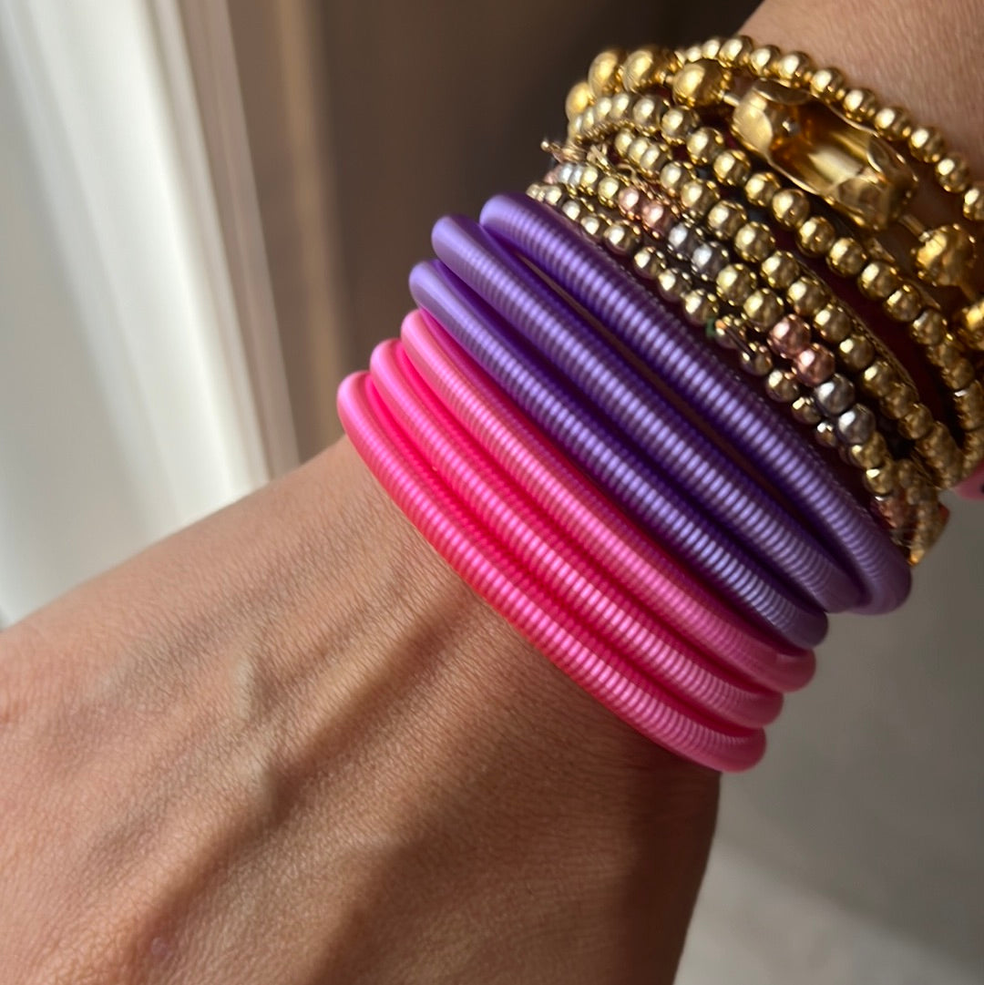 Bracelet retro neon slinky x6 units THIN