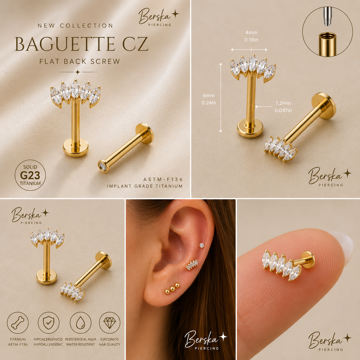 Piercing Baguette II CZ