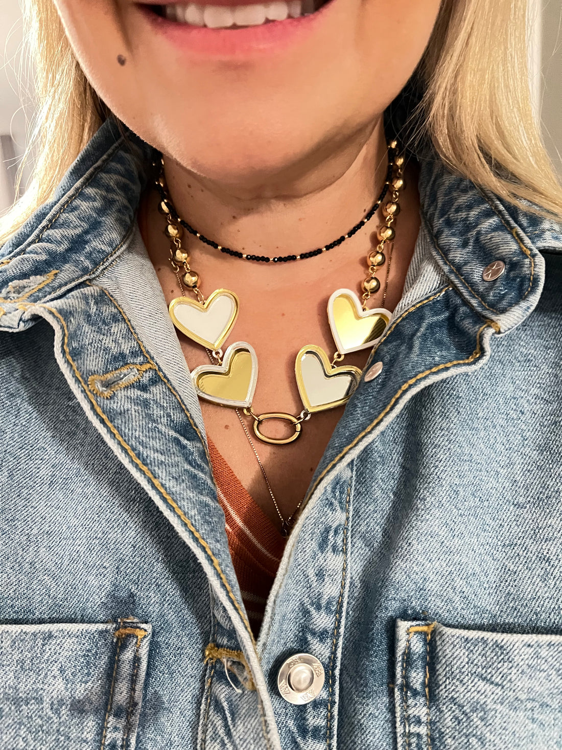 Necklace Heart Mirrow w&amp;b