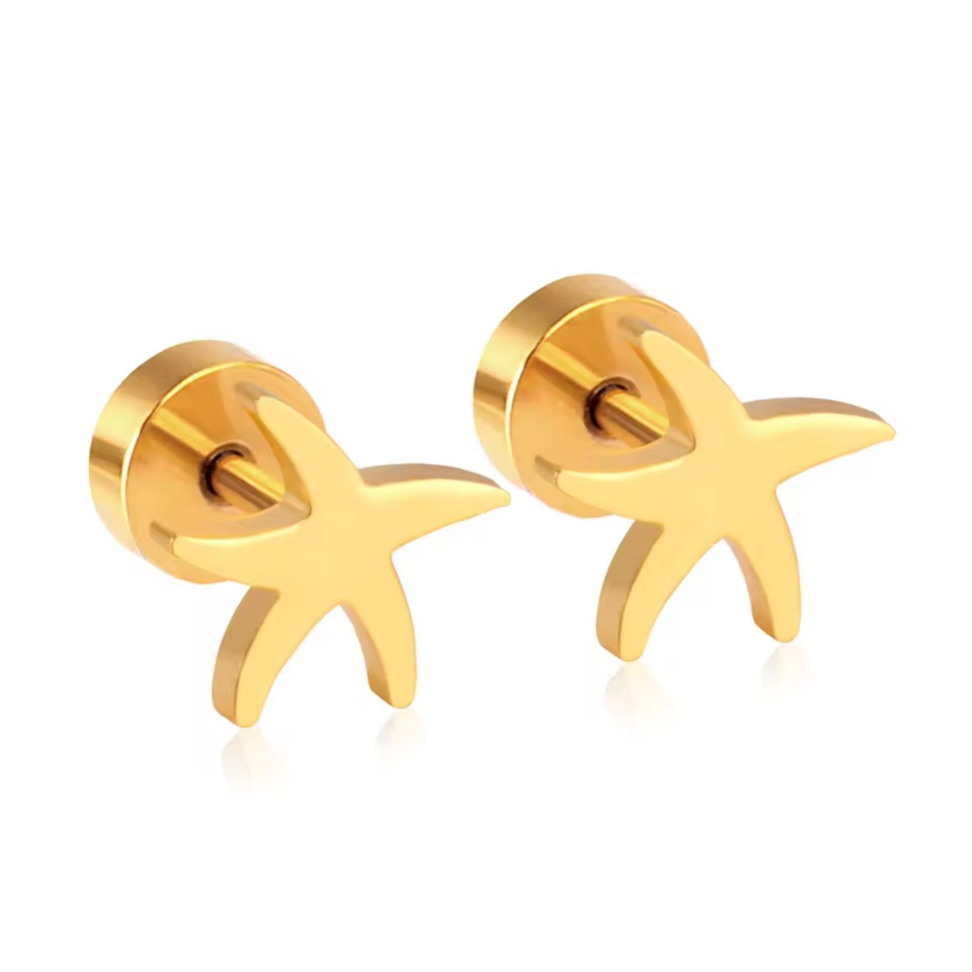 Small Starfish Stud Earrings for Women Minimalist