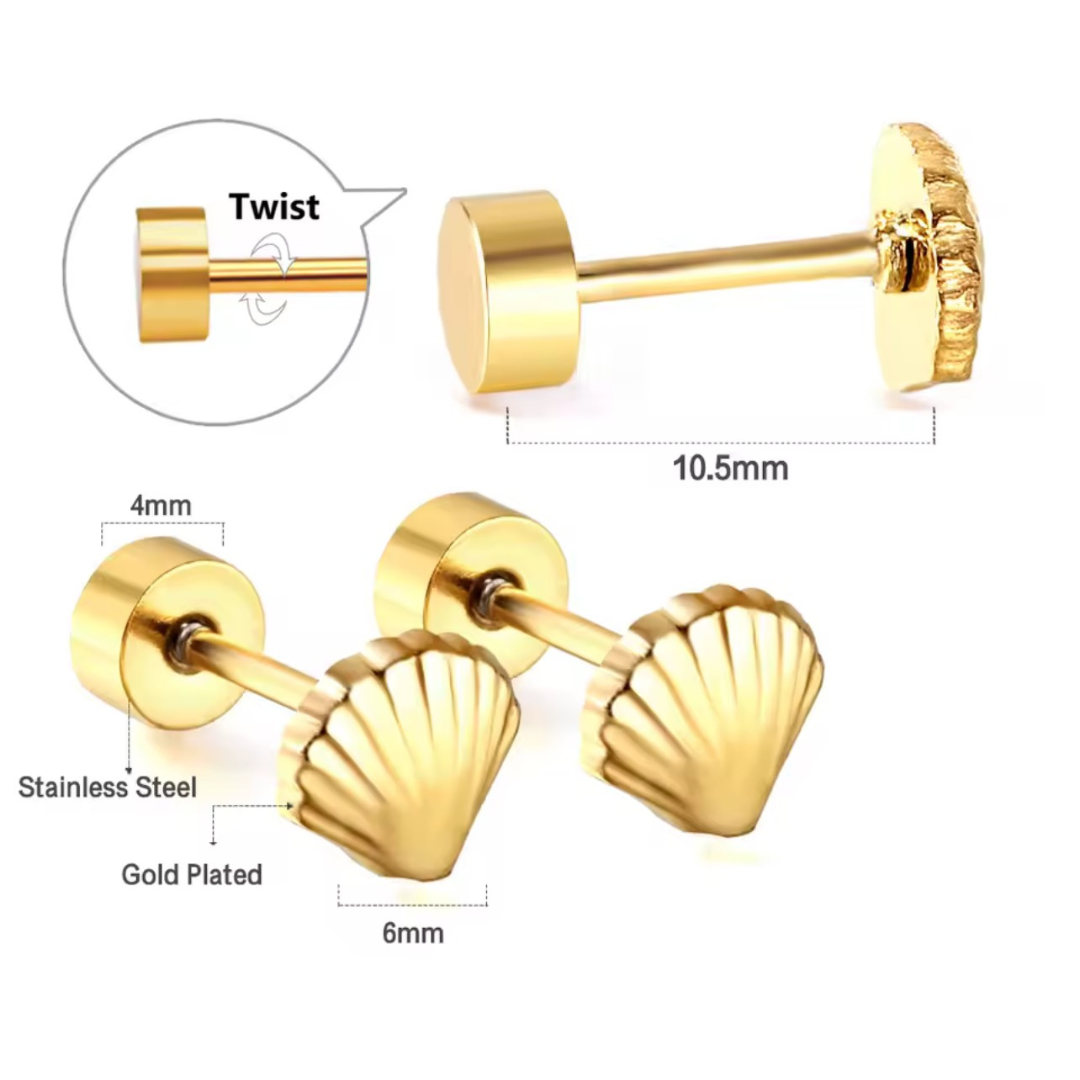 Small Seashell Stud Earrings for Women Minimalist