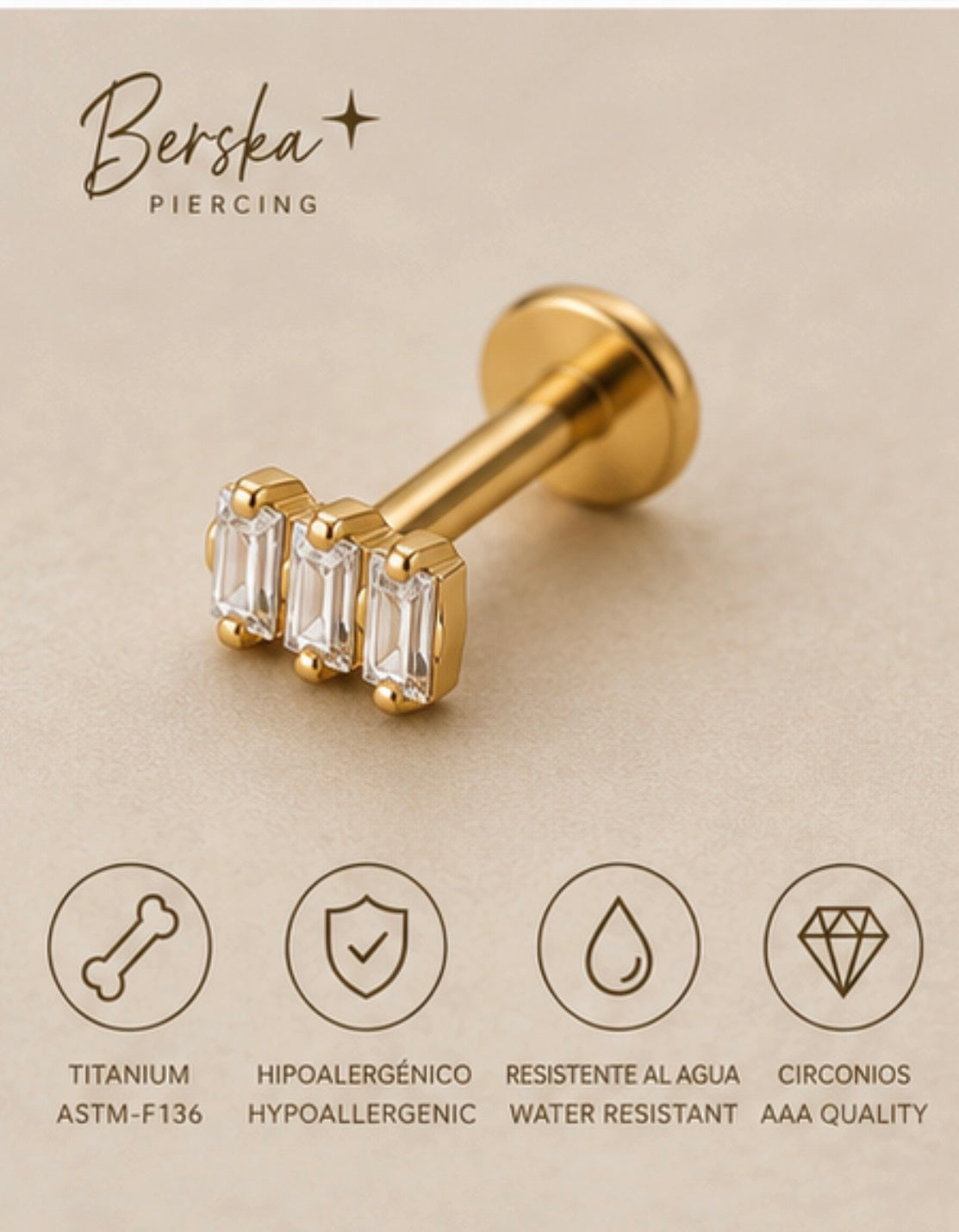 Piercing Celestia Collection BAGUETTE CZ