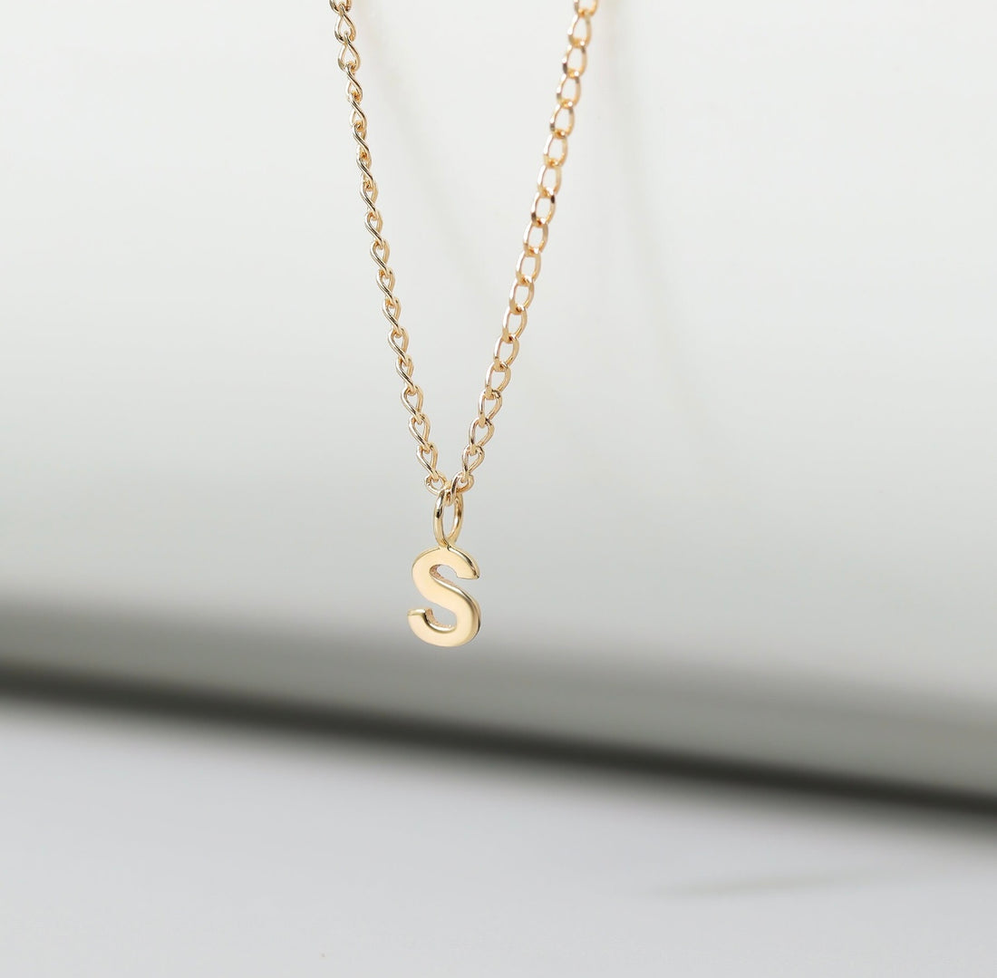 14k Solid Gold initial charm, Dainty initial letter charms