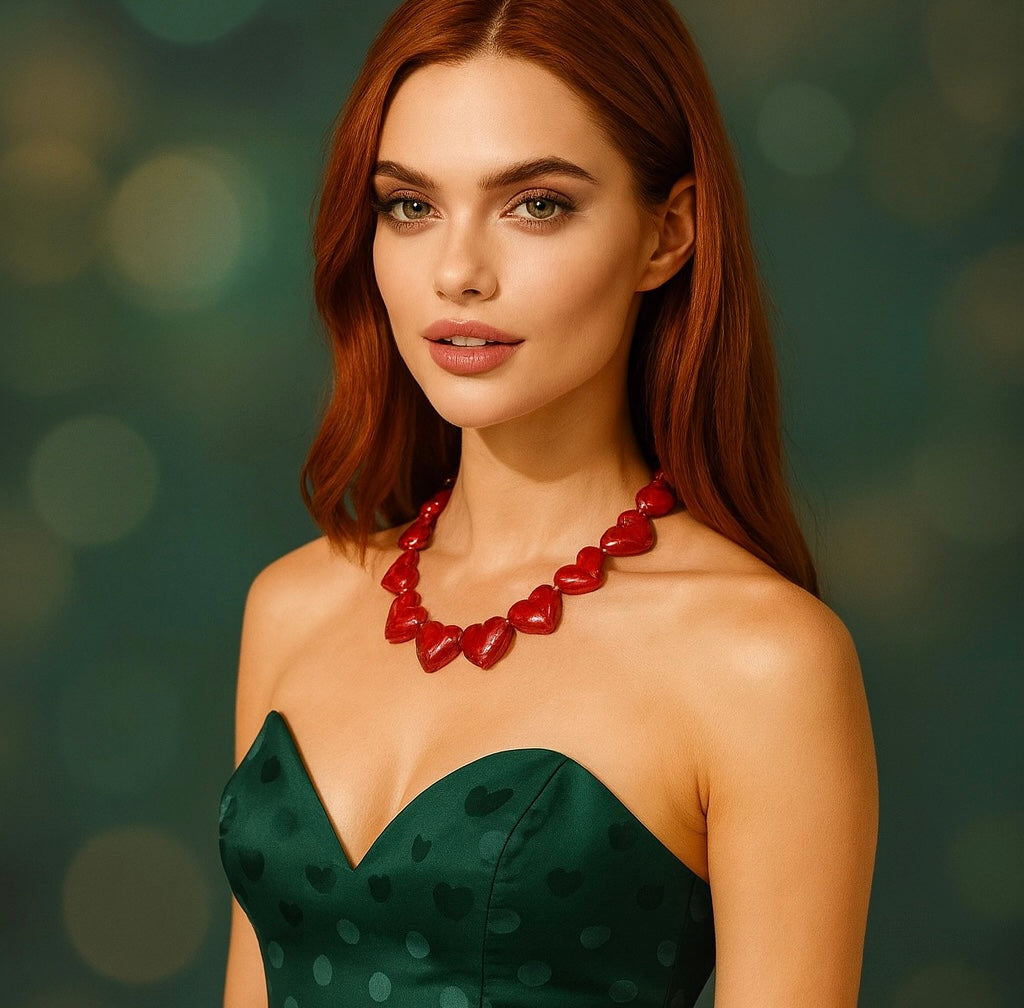 Red marble necklace heart