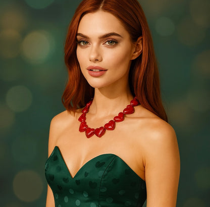 Red marble necklace heart