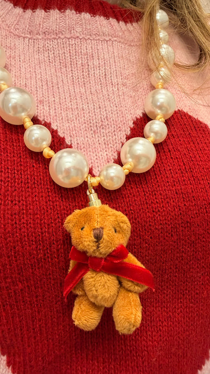 Necklace Teddy bears pearls