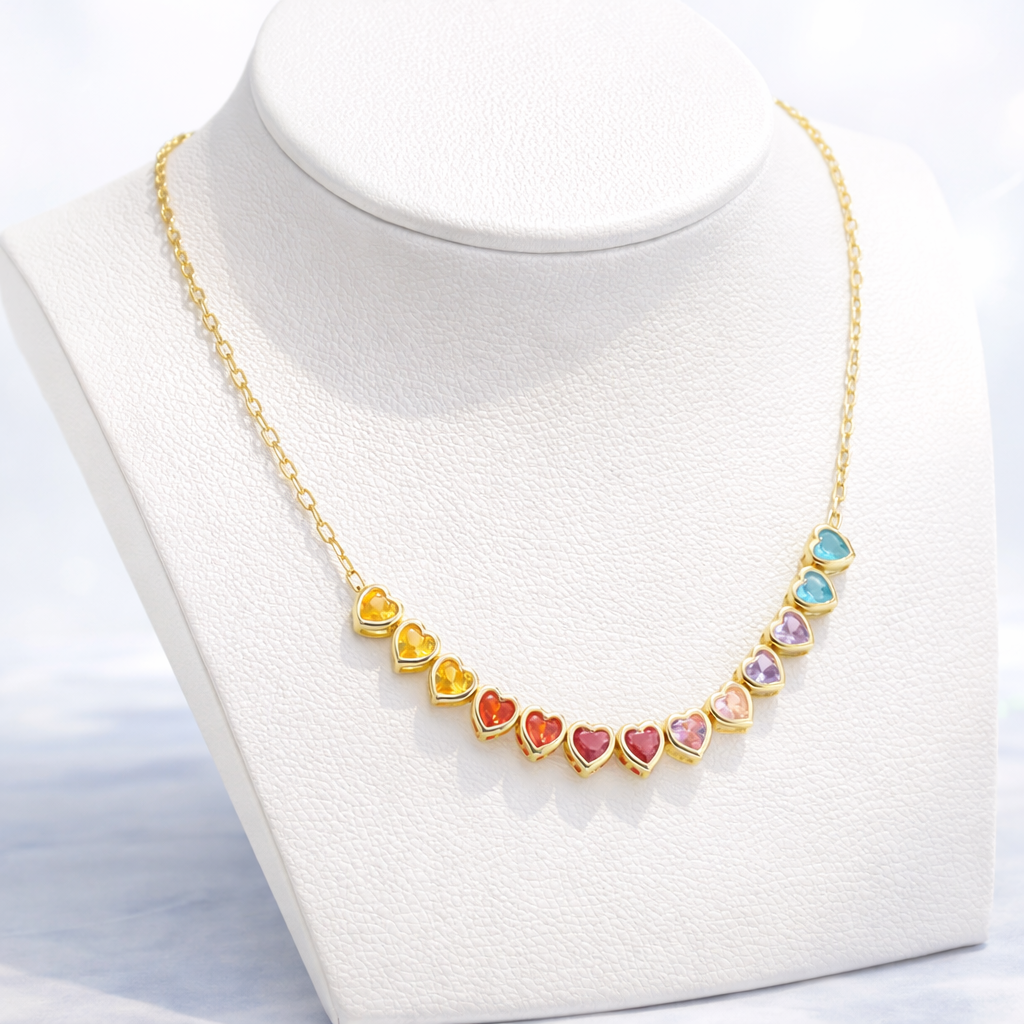 Necklace LOVE-HEART rainbow