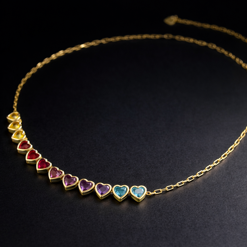 Necklace LOVE-HEART rainbow