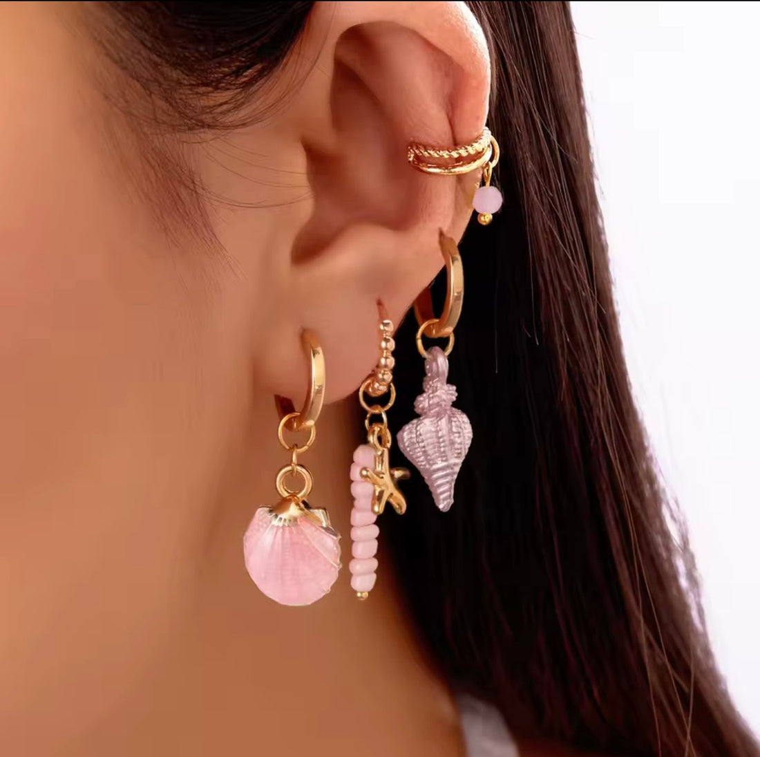Ocean Charms set Hoops earrings