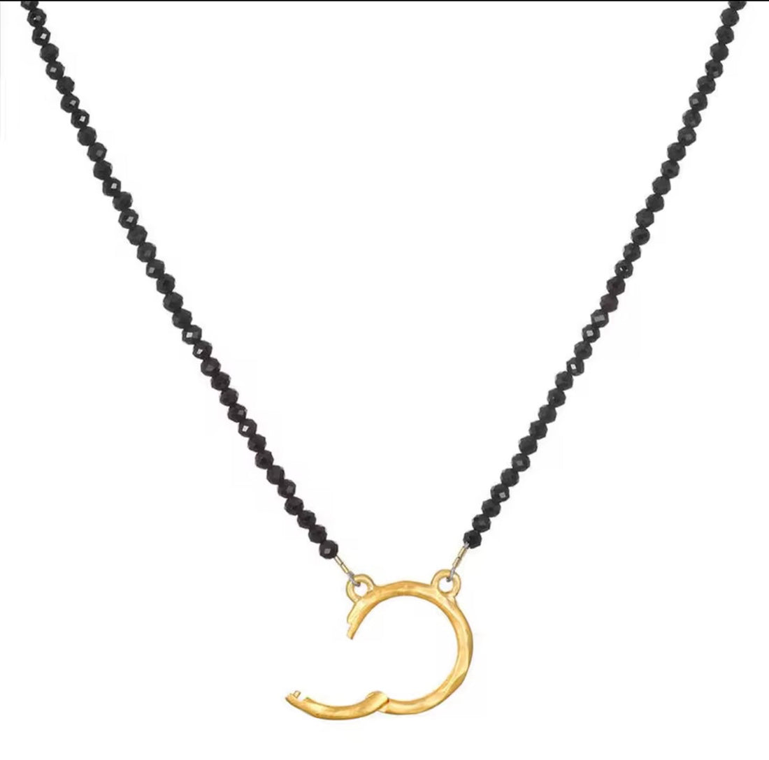 16&quot; Black Spinel Charm Necklace