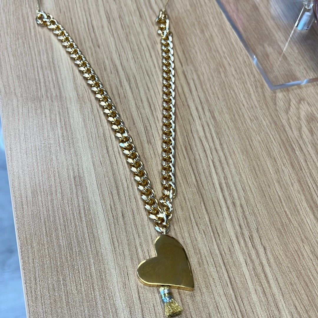 Necklace long ajustable heart